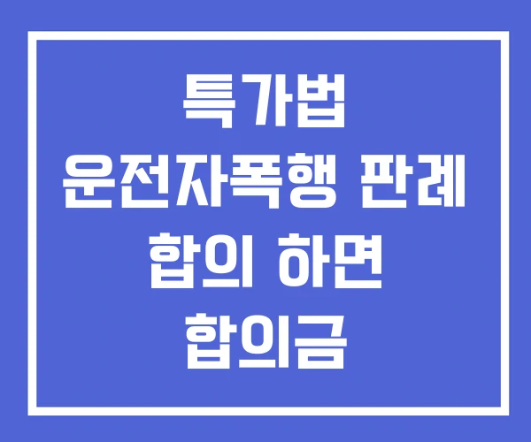 특가법 운전자폭행 판례 합의 하면 합의금