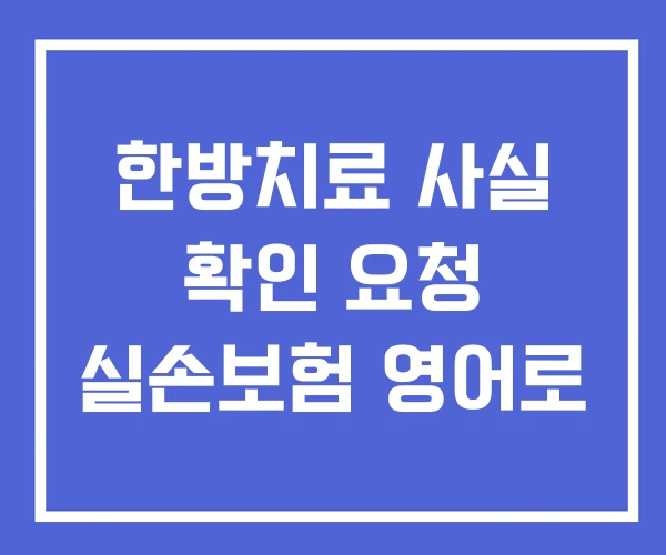 한방치료 사실 확인 요청 실손보험 영어로