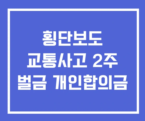횡단보도 교통사고 2주 벌금 개인합의금