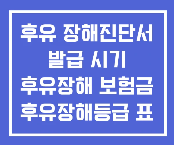 후유 장해진단서 발급 시기 후유장해 보험금 후유장해등급 표