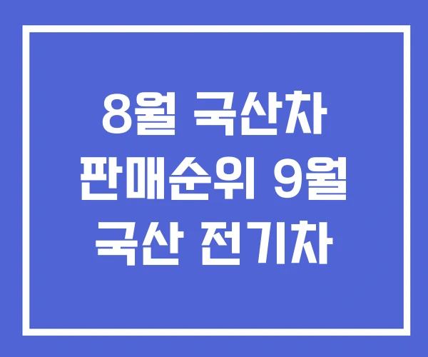 8월 국산차 판매순위 9월 국산 전기차