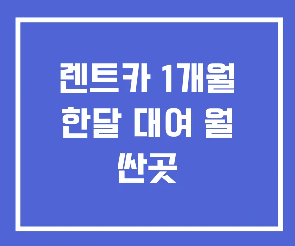 렌트카 1개월 한달 대여 월 싼곳