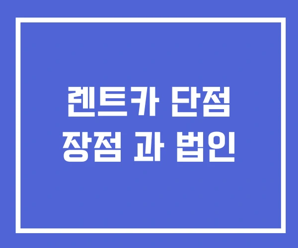 렌트카 단점 장점 과 법인
