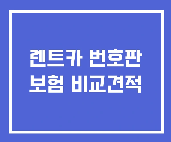 렌트카 번호판 보험 비교견적