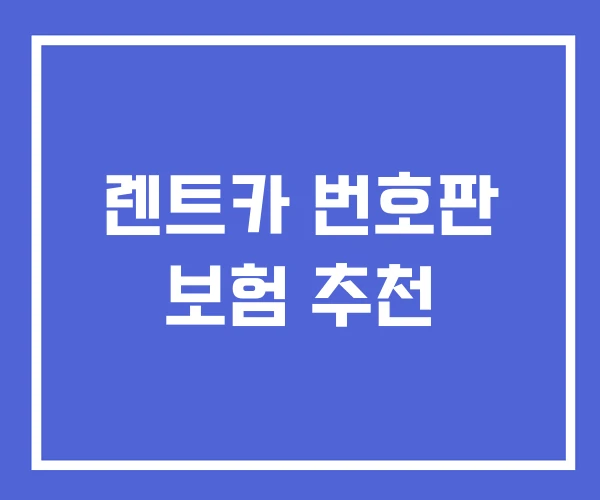 렌트카 번호판 보험 추천