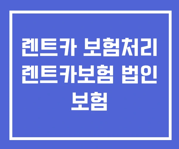 렌트카 보험처리 렌트카보험 법인 보험