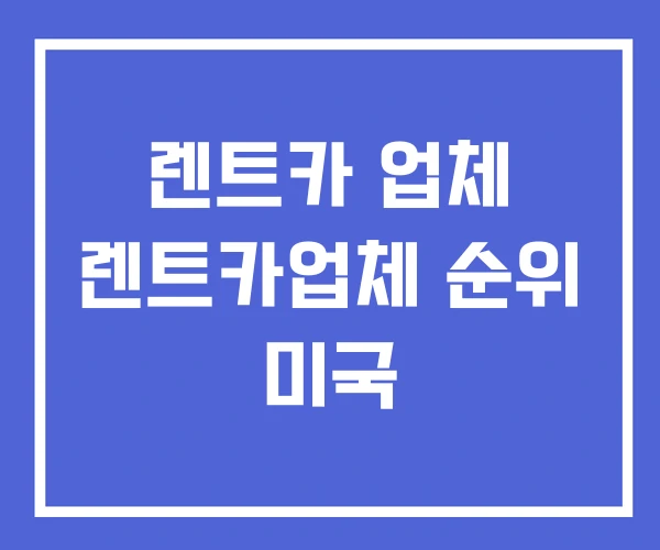 렌트카 업체 렌트카업체 순위 미국