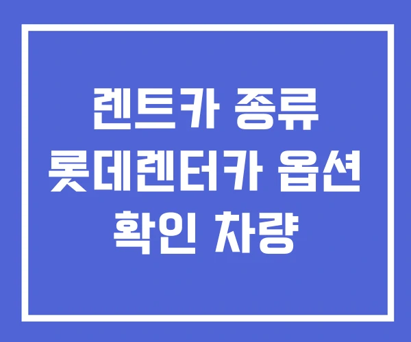 렌트카 종류 롯데렌터카 옵션 확인 차량