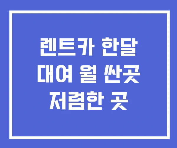 렌트카 한달 대여 월 싼곳 저렴한 곳