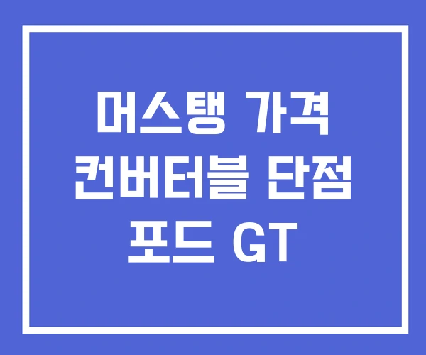 머스탱 가격 컨버터블 단점 포드 GT