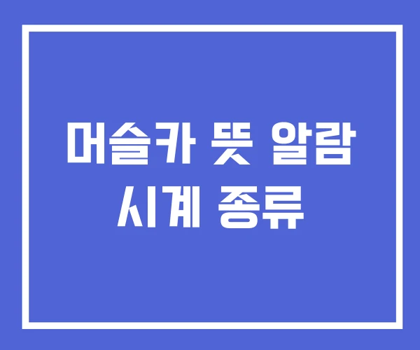 머슬카 뜻 알람 시계 종류