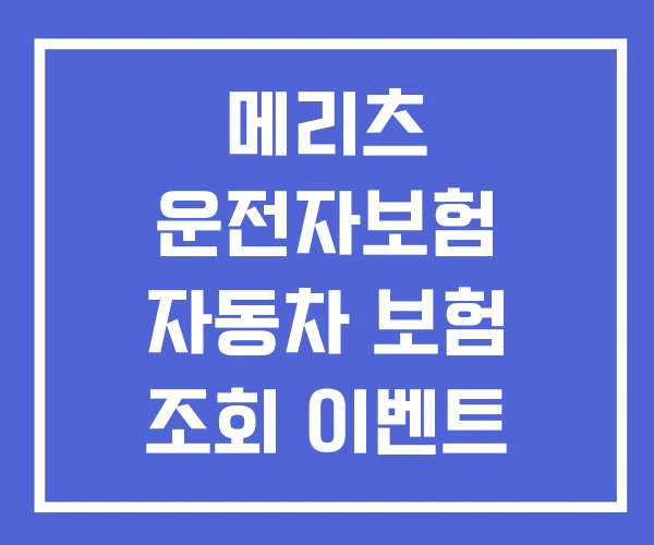 메리츠 운전자보험 자동차 보험 조회 이벤트 메리츠 운전자보험 자동차 보험 조회 이벤트