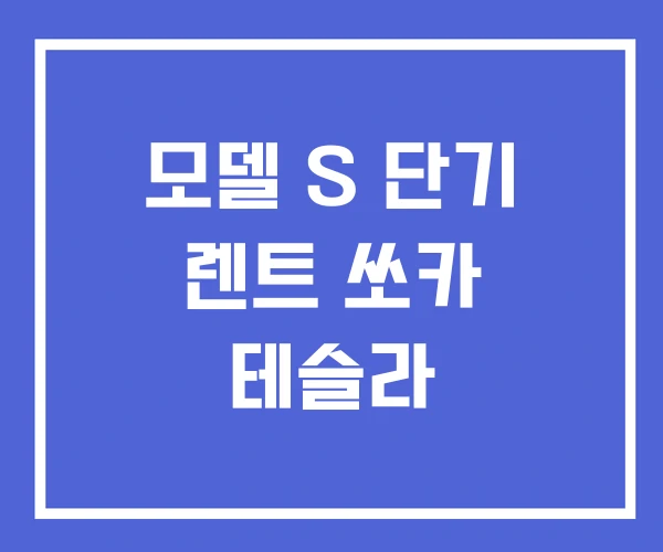모델 S 단기 렌트 쏘카 테슬라 모델 S 단기 렌트 쏘카 테슬라