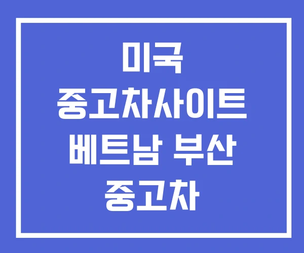 미국 중고차사이트 베트남 부산 중고차 매매사이트