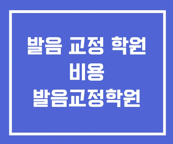 발음 교정 학원 비용 발음교정학원