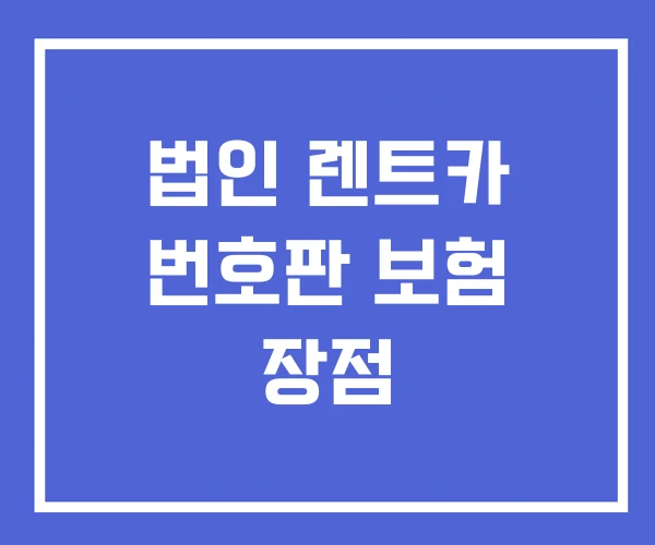 법인 렌트카 번호판 보험 장점 법인 렌트카 번호판 보험 장점