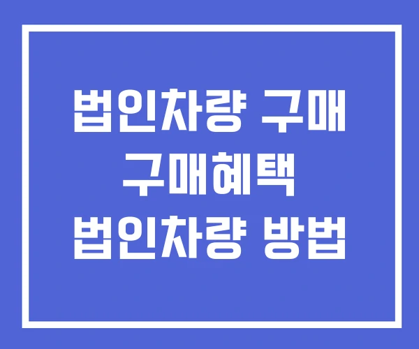 법인차량 구매 구매혜택 법인차량 방법
