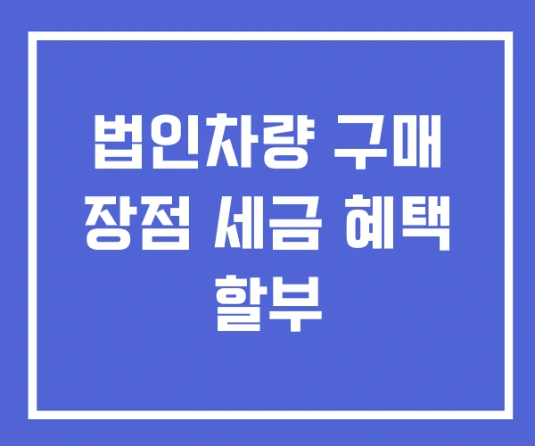법인차량 구매 장점 세금 혜택 할부