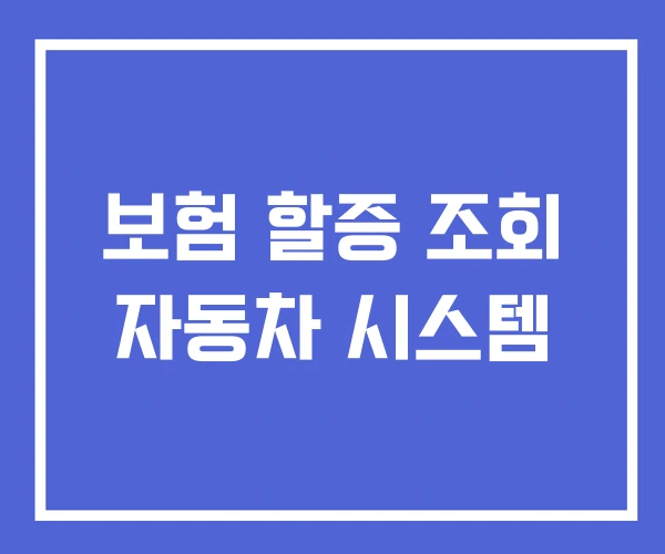 보험 할증 조회 자동차 시스템