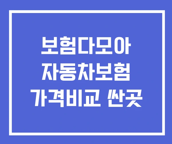 보험다모아 자동차보험 가격비교 싼곳