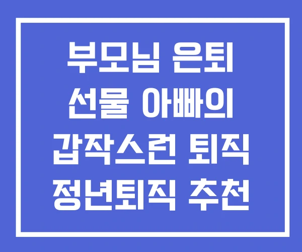 부모님 은퇴 선물 아빠의 갑작스런 퇴직 정년퇴직 추천 부모님 은퇴 선물 아빠의 갑작스런 퇴직 정년퇴직 추천