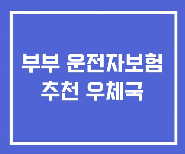 부부 운전자보험 추천 우체국 부부 운전자보험 추천 우체국