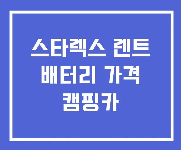 스타렉스 렌트 배터리 가격 캠핑카