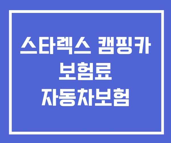 스타렉스 캠핑카 보험료 자동차보험