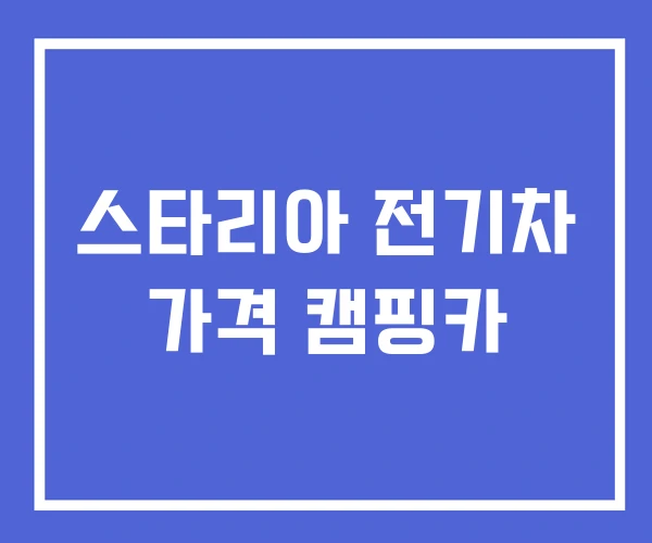 스타리아 전기차 가격 캠핑카