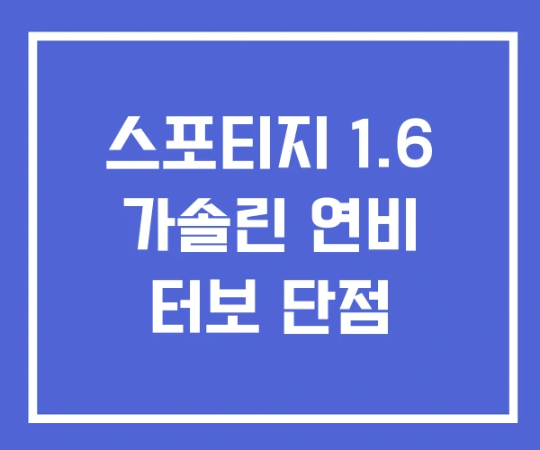 스포티지 1.6 가솔린 연비 터보 단점