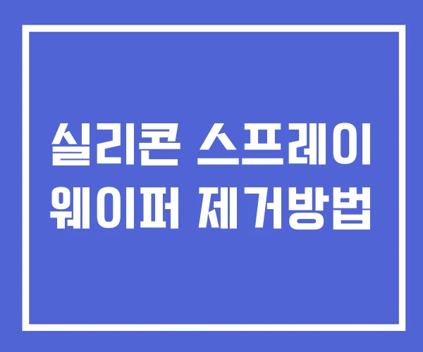 실리콘 스프레이 웨이퍼 제거방법 실리콘 스프레이 웨이퍼 제거방법