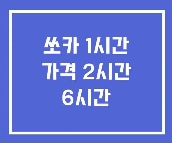 쏘카 1시간 가격 2시간 6시간