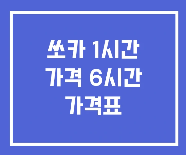 쏘카 1시간 가격 6시간 가격표