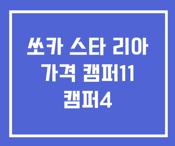 쏘카 스타 리아 가격 캠퍼11 캠퍼4