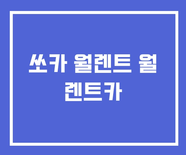 쏘카 월렌트 월 렌트카