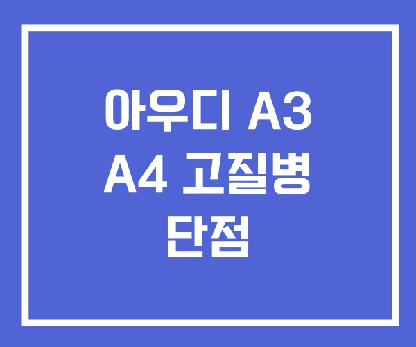 아우디 A3 A4 고질병 단점