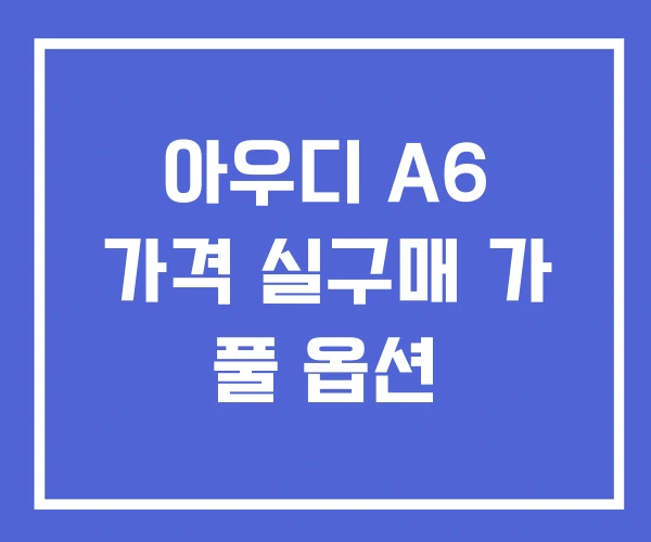 아우디 A6 가격 실구매 가 풀 옵션