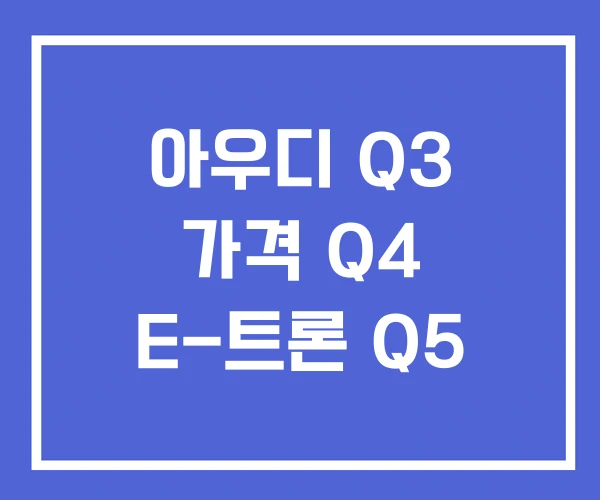 아우디 Q3 가격 Q4 E-트론 Q5