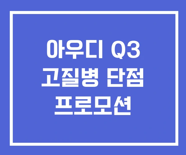아우디 Q3 고질병 단점 프로모션