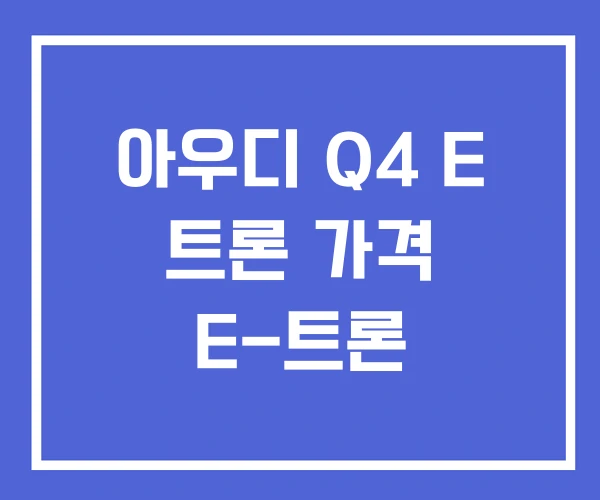아우디 Q4 E 트론 가격 E-트론