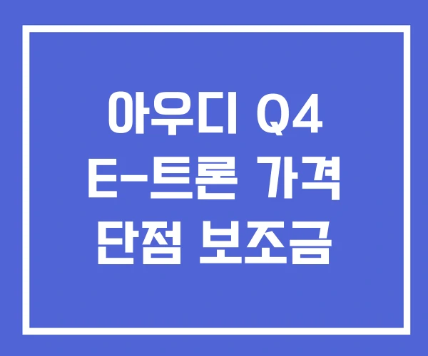 아우디 Q4 E-트론 가격 단점 보조금