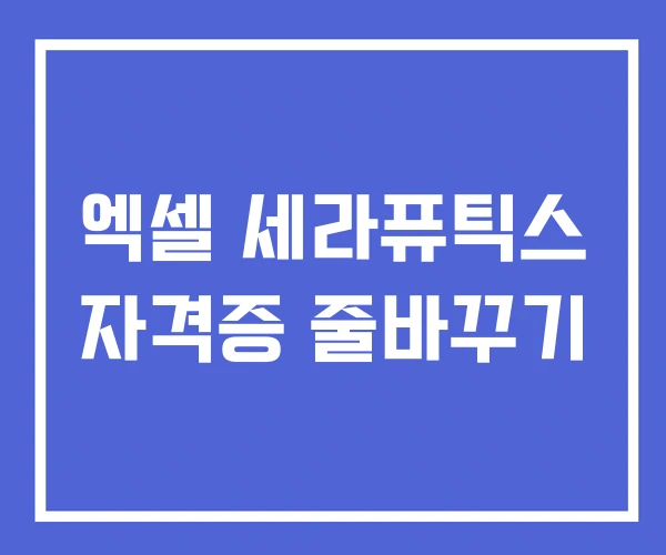 엑셀 세라퓨틱스 자격증 줄바꾸기