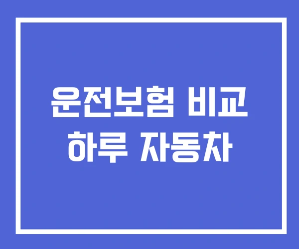 운전보험 비교 하루 자동차