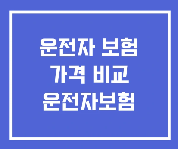 운전자 보험 가격 비교 운전자보험
