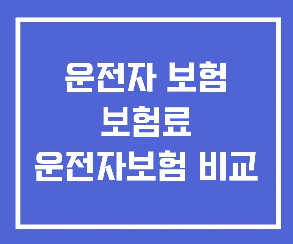 운전자 보험 보험료 운전자보험 비교