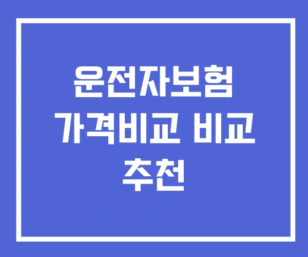 운전자보험 가격비교 비교 추천