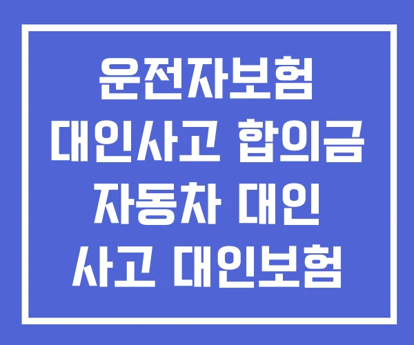 운전자보험 대인사고 합의금 자동차 대인 사고 대인보험