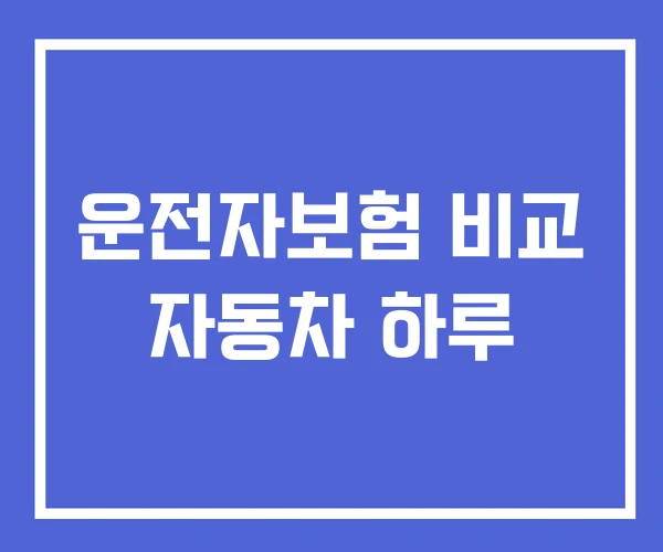 운전자보험 비교 자동차 하루