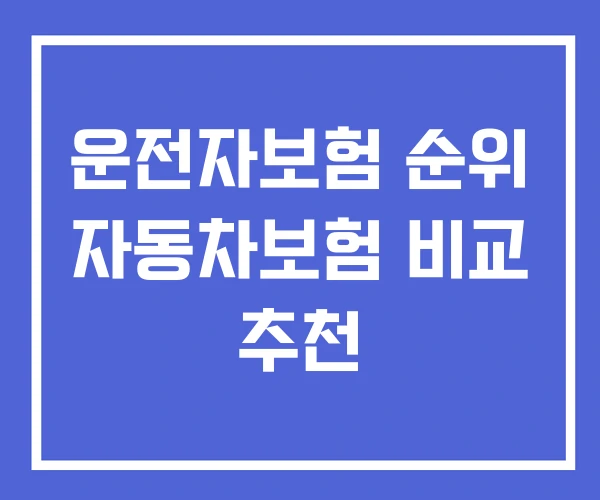 운전자보험 순위 자동차보험 비교 추천