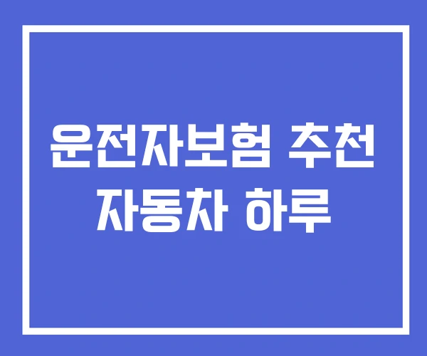 운전자보험 추천 자동차 하루
